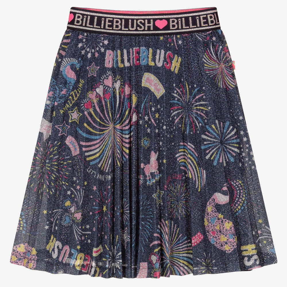 Billieblush - Girls Navy Blue Lurex Skirt | Childrensalon