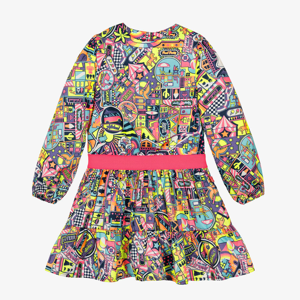 Billieblush - Kleid mit Grafik Navyblau/Neonpink | Childrensalon