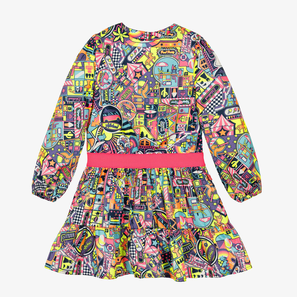 Billieblush - Robe bleu marine et rose fluo fille | Childrensalon