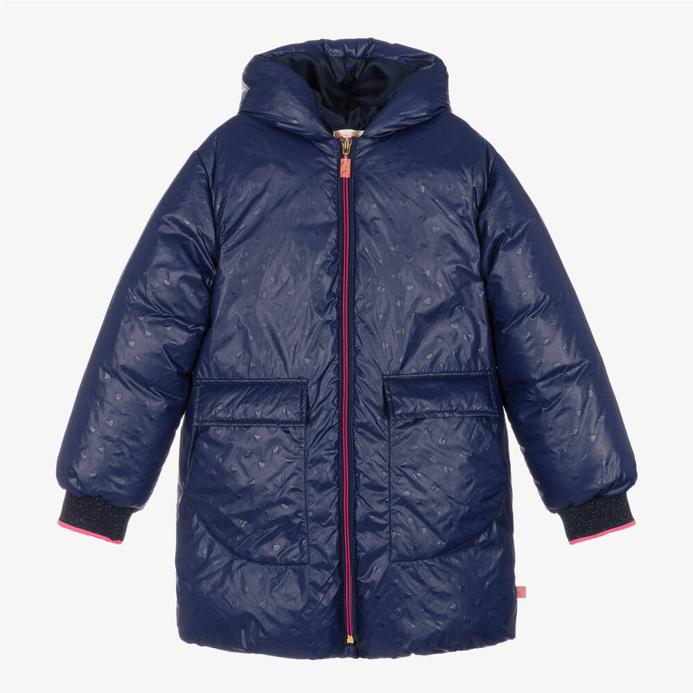 Billieblush - Manteau bleu rembourré à cœurs | Childrensalon