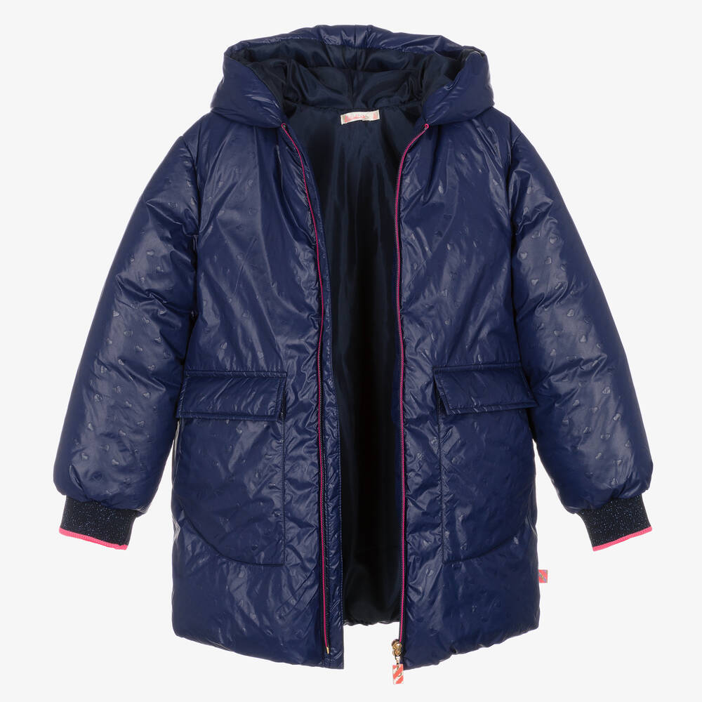 بيلي بلاش-معطف هودي بطبعة قلوب مبطن لون كحلي للبنات | Childrensalon Outlet