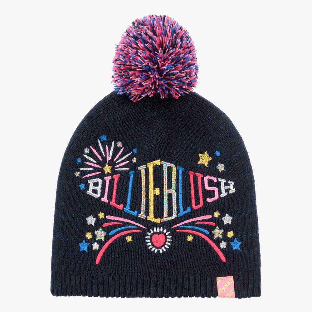 Billieblush - قبعة بوم-بوم مزيج أكريليك محبوك لون كحلي للبنات | Childrensalon
