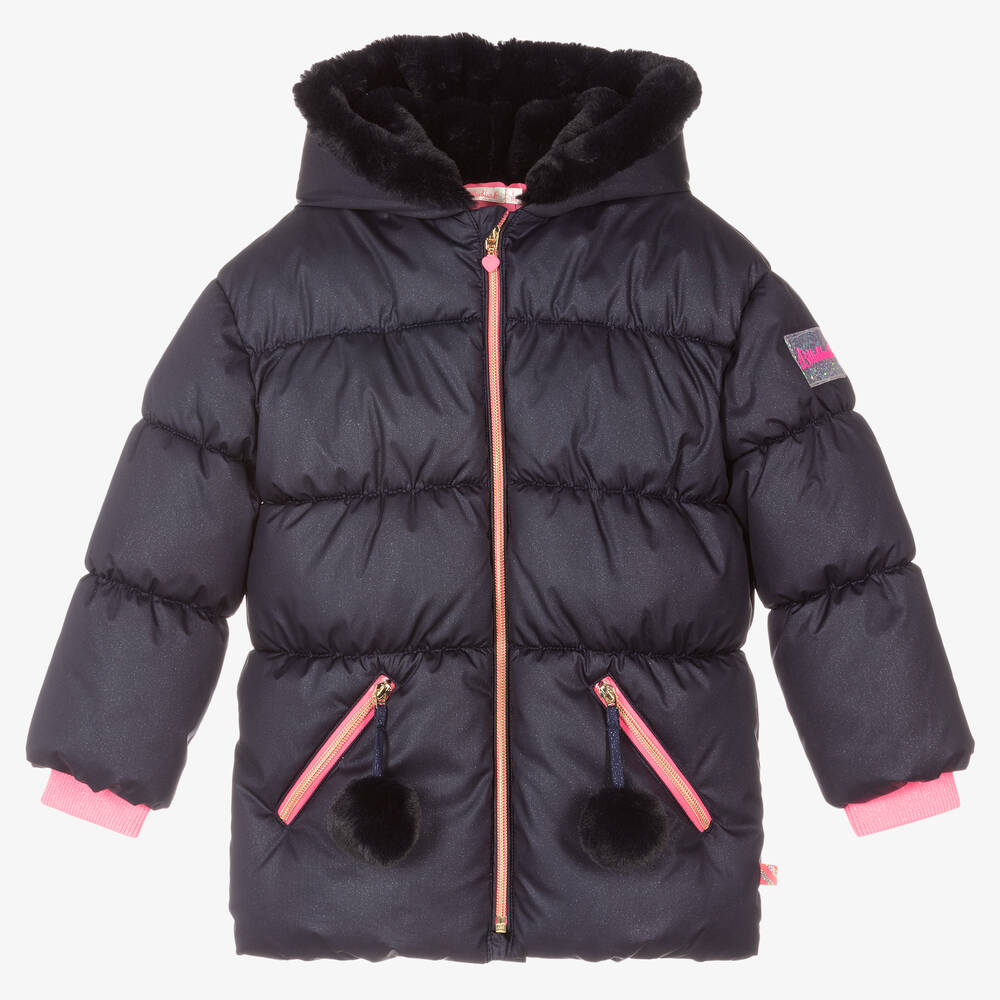 Billieblush - Girls Navy Blue Puffer Coat | Childrensalon