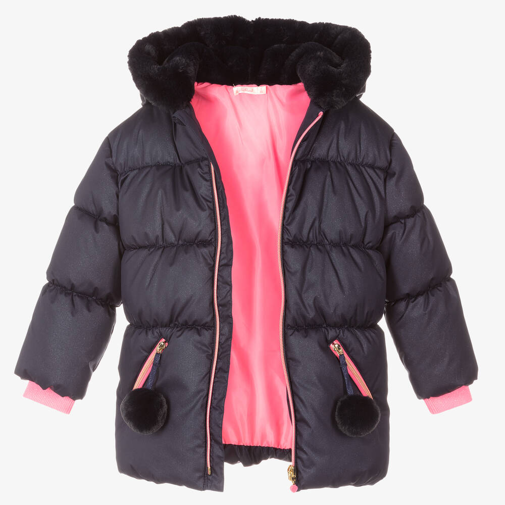 Billieblush-Girls Navy Blue Puffer Coat | Childrensalon Outlet