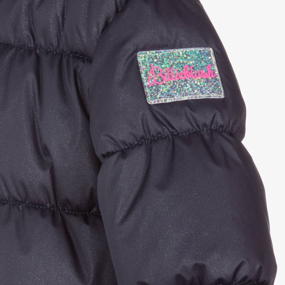 Billieblush Girls Navy Blue Puffer Coat Childrensalon Outlet