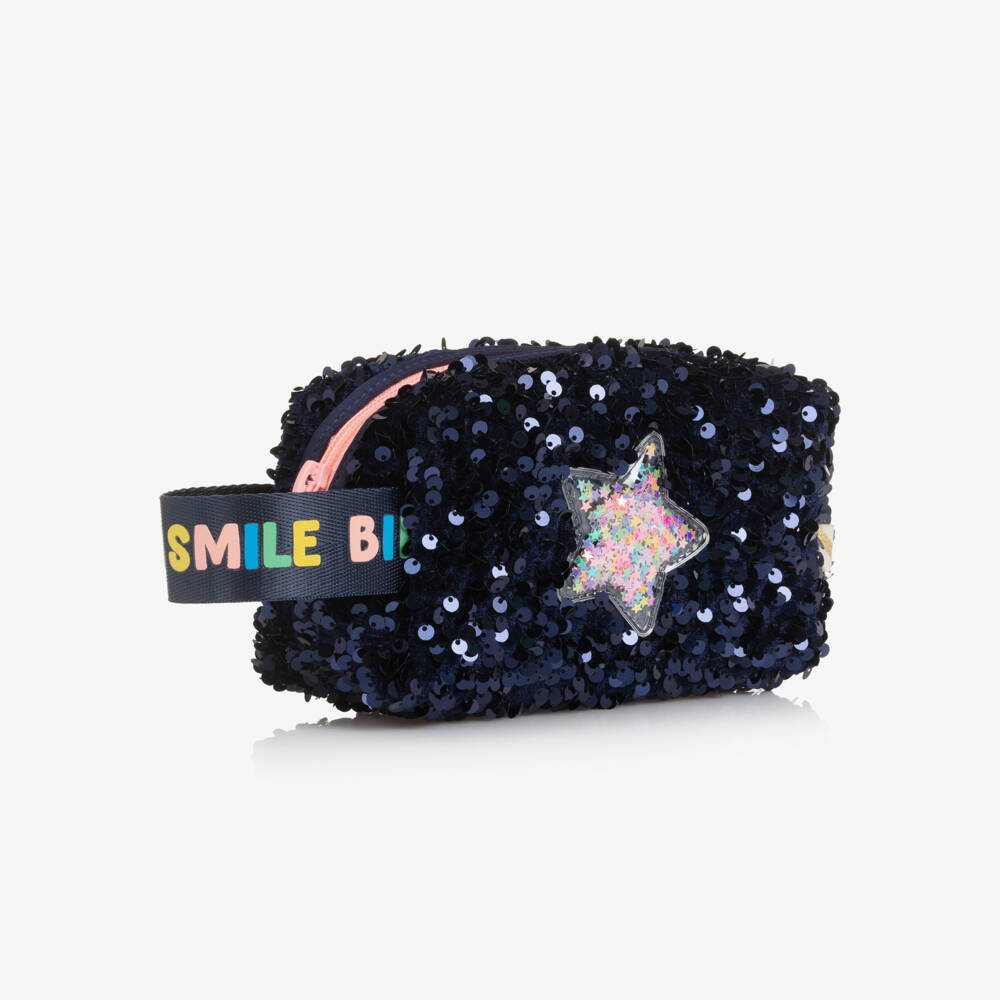 Billieblush-Girls Navy Blue Sequin Pencil Case (18cm) | Childrensalon Outlet