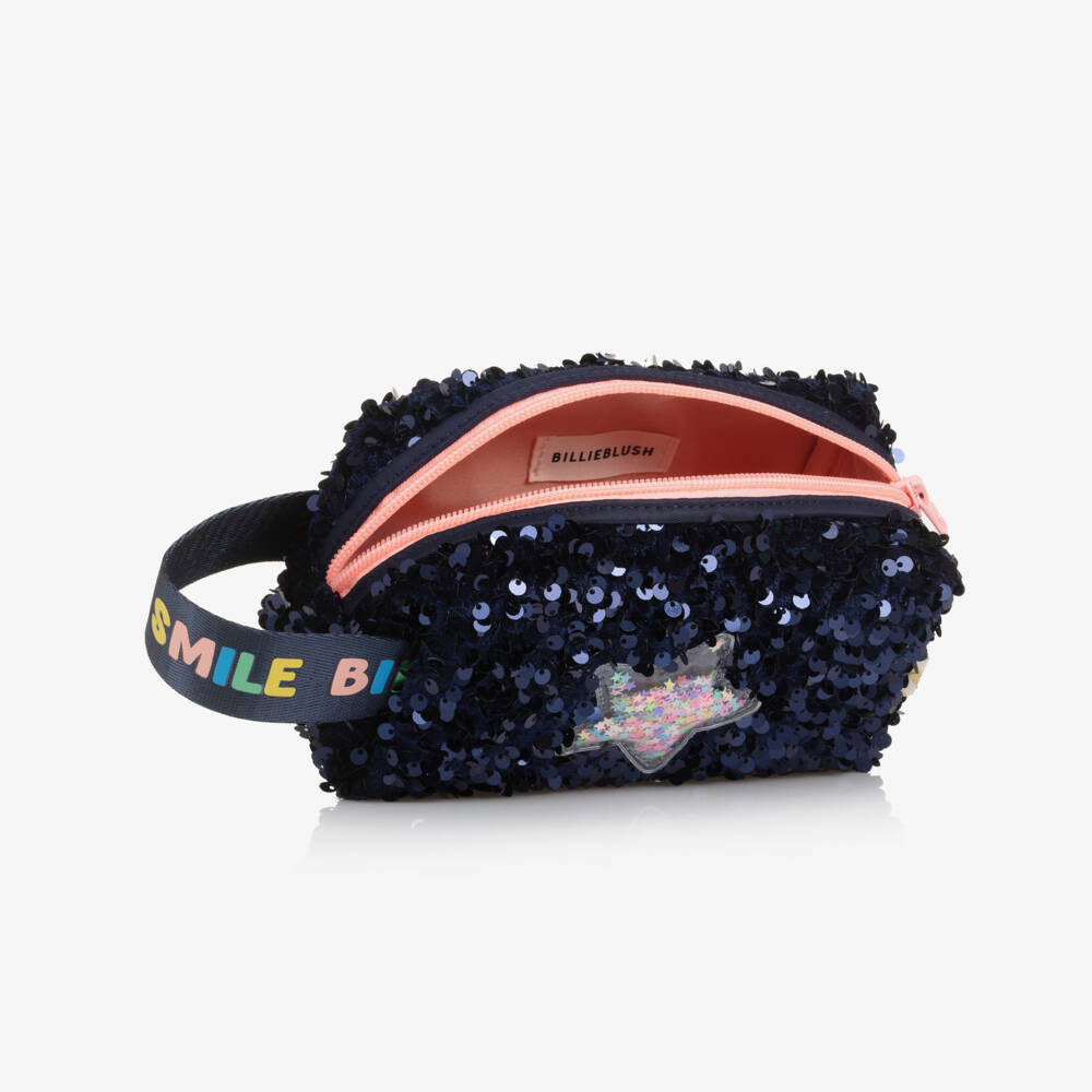 Billieblush-Girls Navy Blue Sequin Pencil Case (18cm) | Childrensalon Outlet