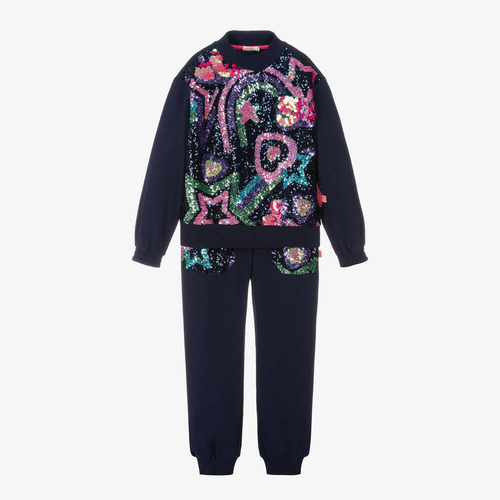 Billieblush - Girls Navy Blue Sequined Tracksuit | Childrensalon