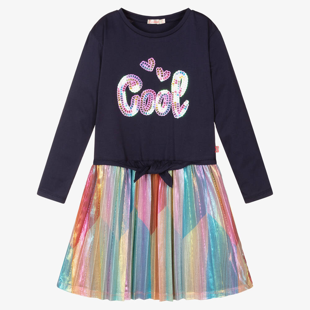 Billieblush - Girls Navy Blue Slogan Dress | Childrensalon