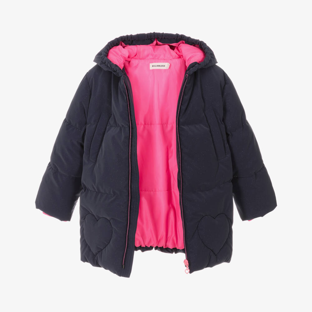Billieblush-Girls Navy Blue Sparkly Padded Coat | Childrensalon Outlet