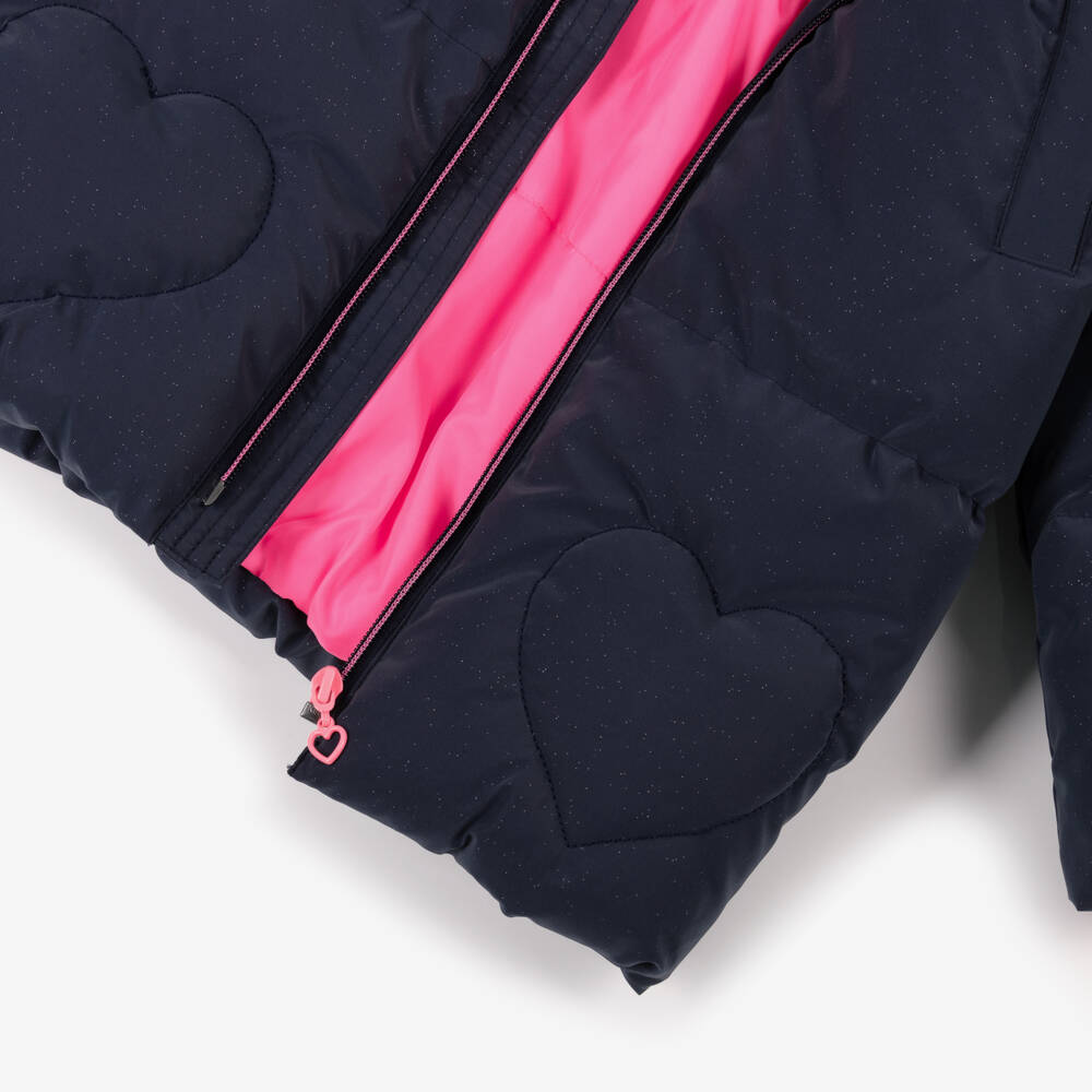 Billieblush-Girls Navy Blue Sparkly Padded Coat | Childrensalon Outlet