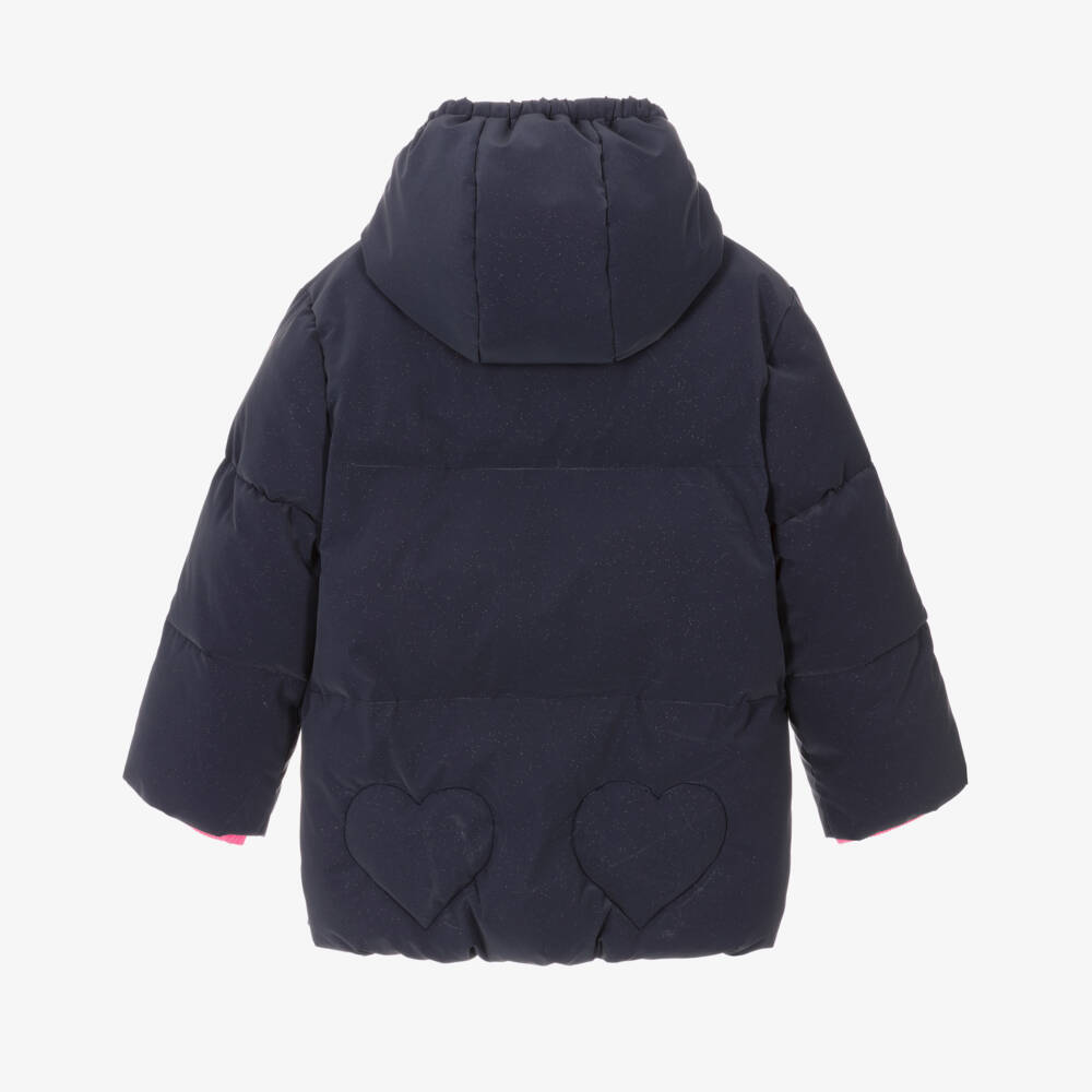 Billieblush-Girls Navy Blue Sparkly Padded Coat | Childrensalon Outlet