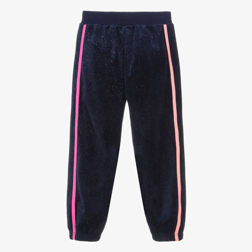 Billieblush-Girls Navy Blue Sparkly Velour Joggers | Childrensalon Outlet