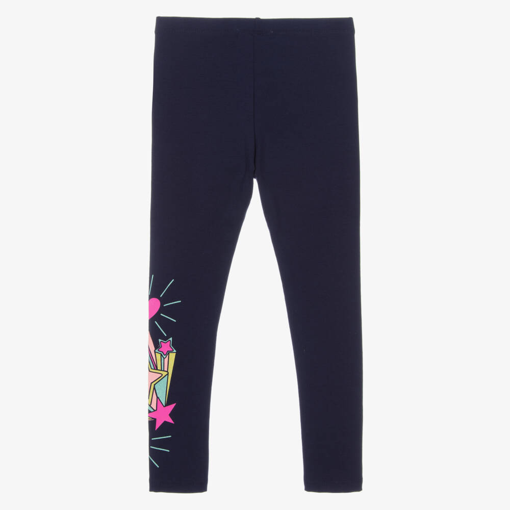 Billieblush-Girls Navy Blue Stars & Hearts Leggings | Childrensalon Outlet