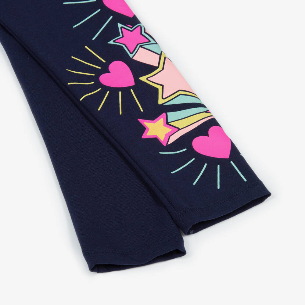 Billieblush-Girls Navy Blue Stars & Hearts Leggings | Childrensalon Outlet