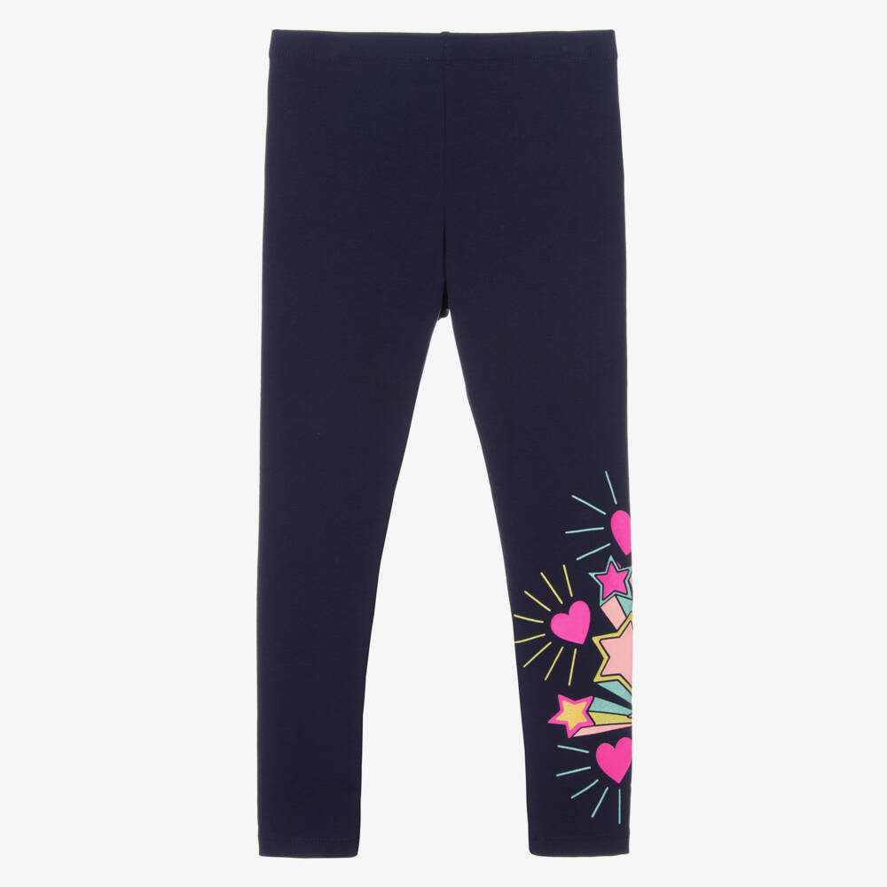 Billieblush-Girls Navy Blue Stars & Hearts Leggings | Childrensalon Outlet