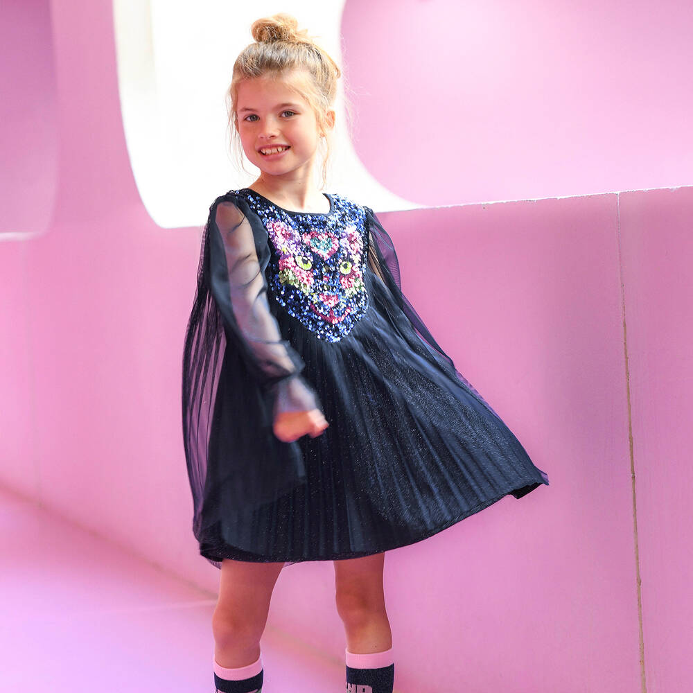 بيلي بلاش-فستان جيرسي وتول لون كحلي | Childrensalon Outlet