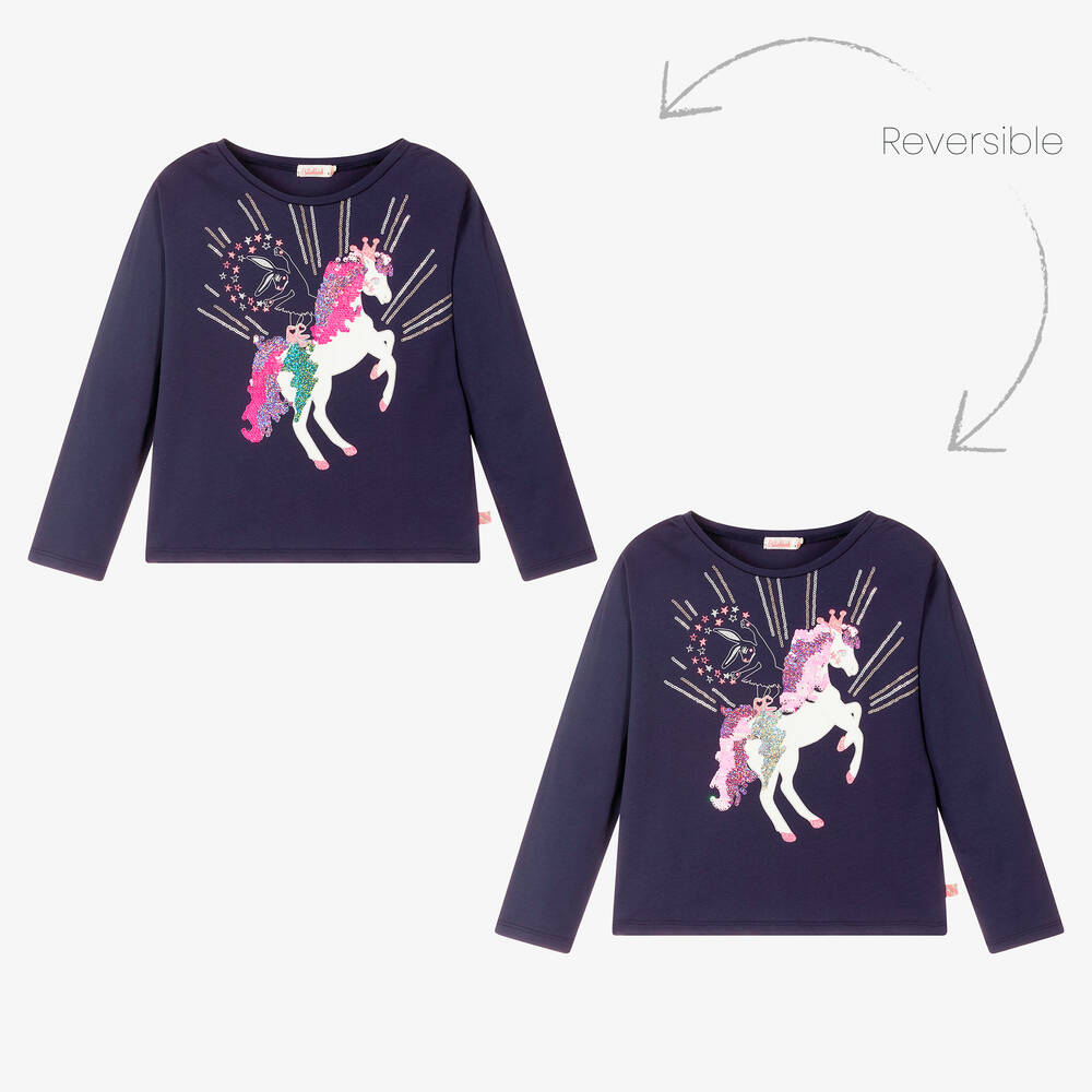 Billieblush - Haut bleu marine Licorne Fille | Childrensalon