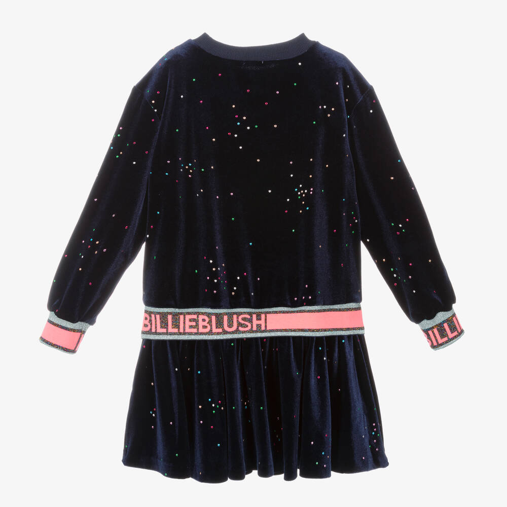 Billieblush-Girls Navy Blue Velour Dress | Childrensalon Outlet