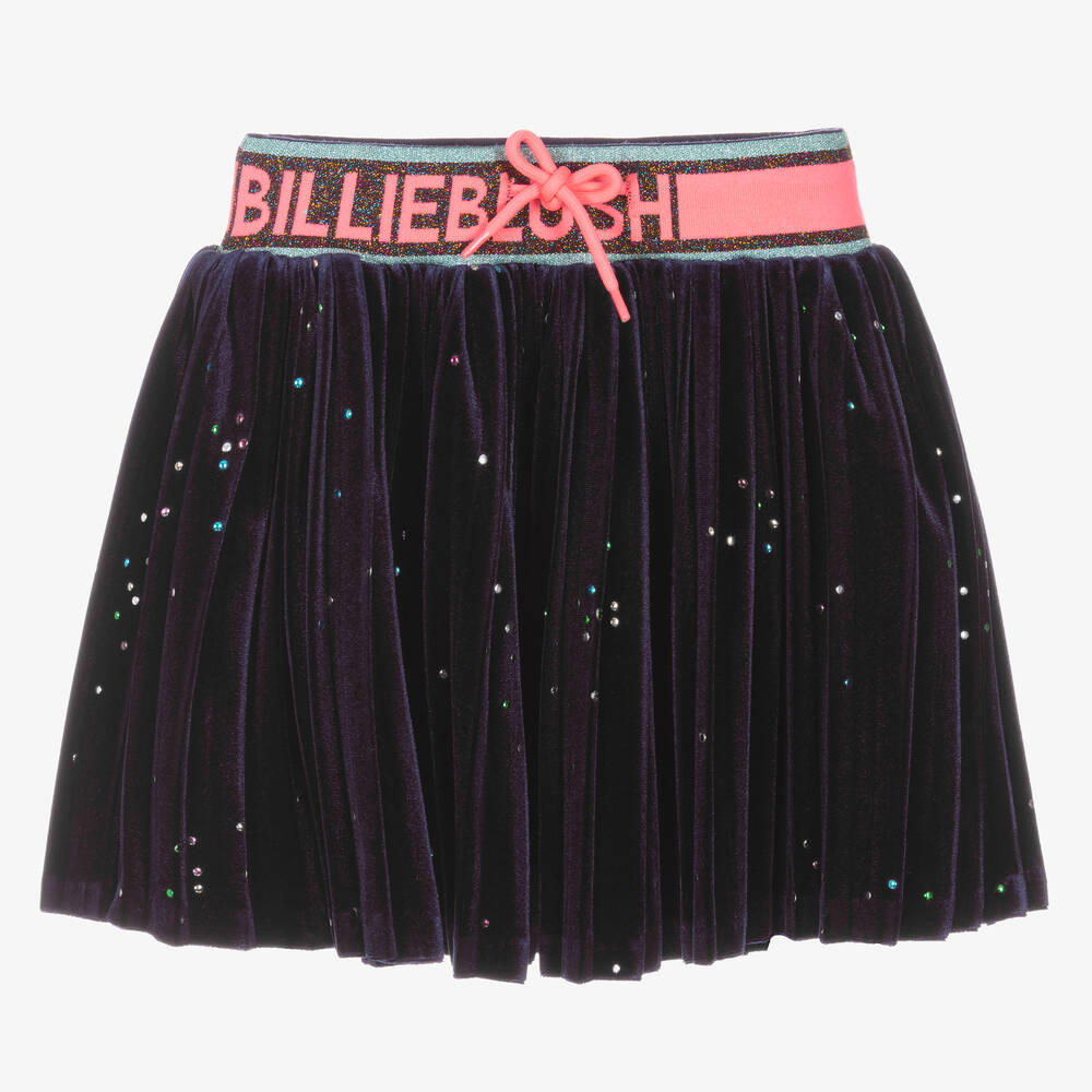 Billieblush-Girls Navy Blue Velour Skirt | Childrensalon Outlet