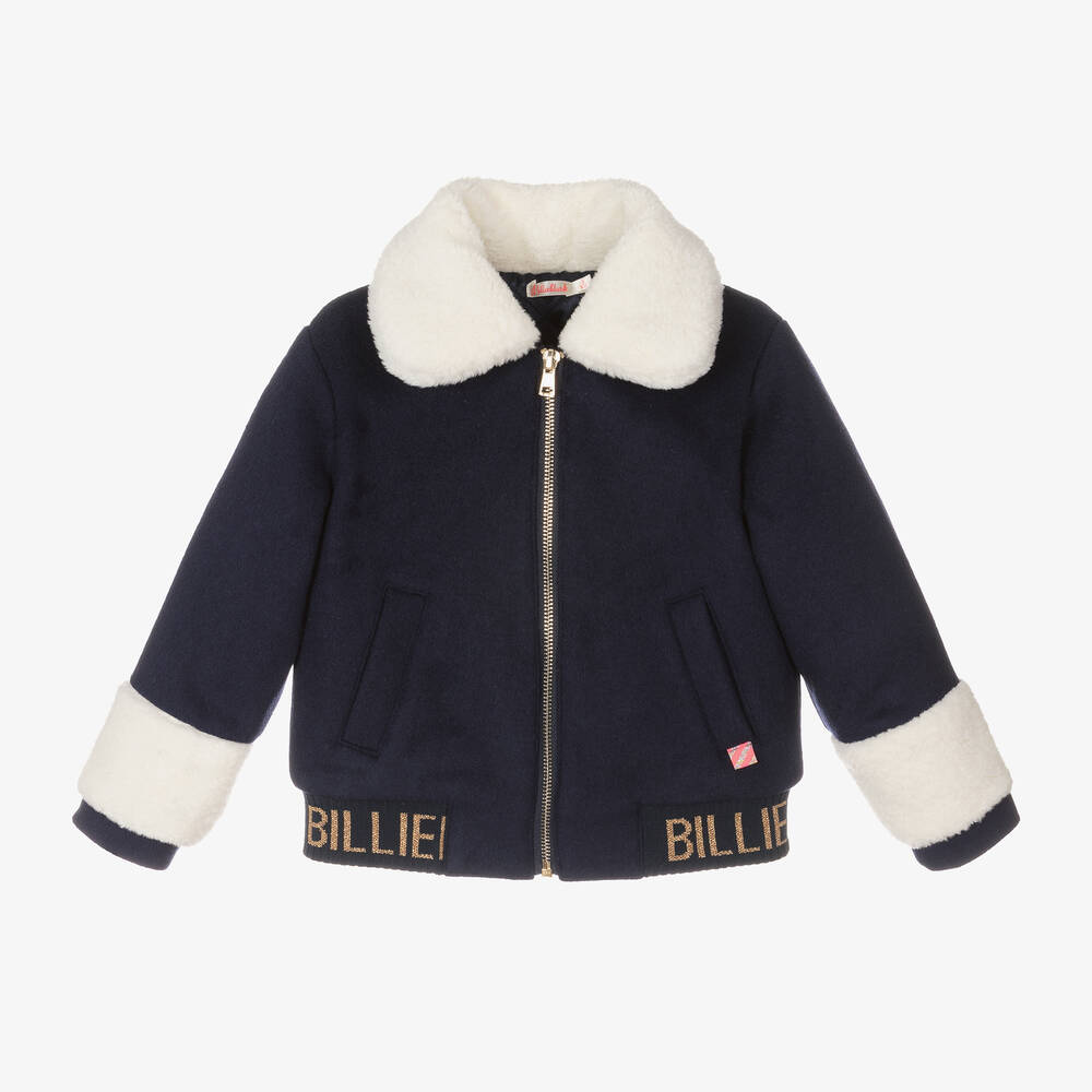 Billieblush - Navyblaue Jacke aus Wolle und Sherpa für Mädchen | Childrensalon