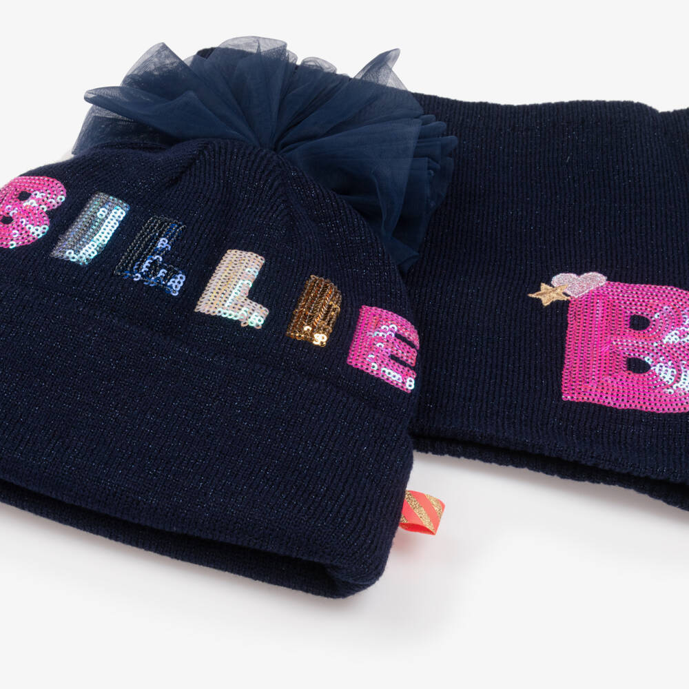 Billieblush-Girls Navy Bow Hat and Snood | Childrensalon Outlet