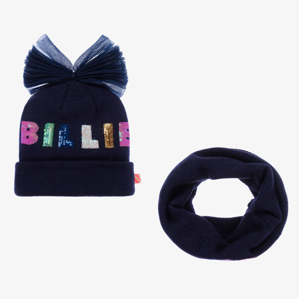 Billieblush-Girls Navy Bow Hat and Snood | Childrensalon Outlet