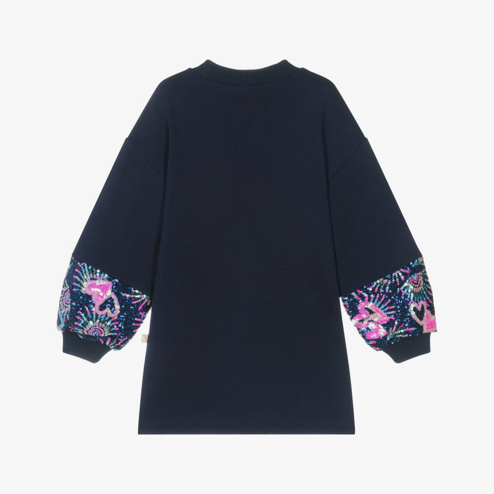 Billieblush-Girls Navy Cotton Sequin Dress | Childrensalon Outlet