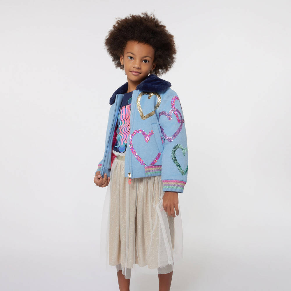 Billieblush-Girls Navy Cotton Sequin Top | Childrensalon Outlet