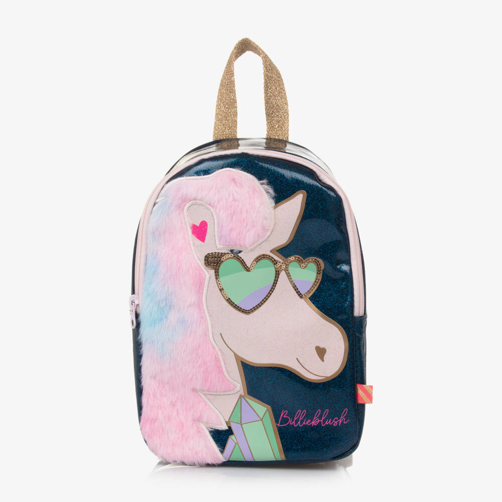 Billieblush-Girls Navy Fluffy Unicorn Backpack | Childrensalon Outlet