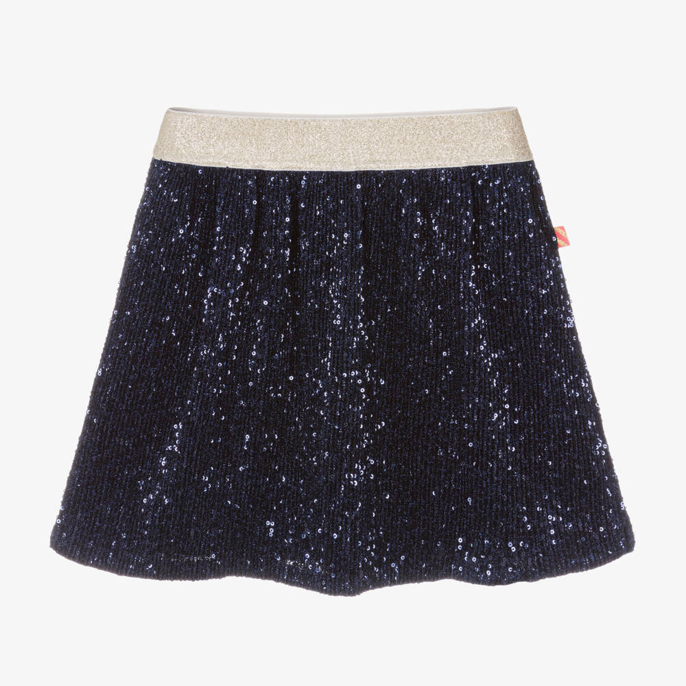 Billieblush-Girls Navy Glitter Pleated Skirt | Childrensalon Outlet