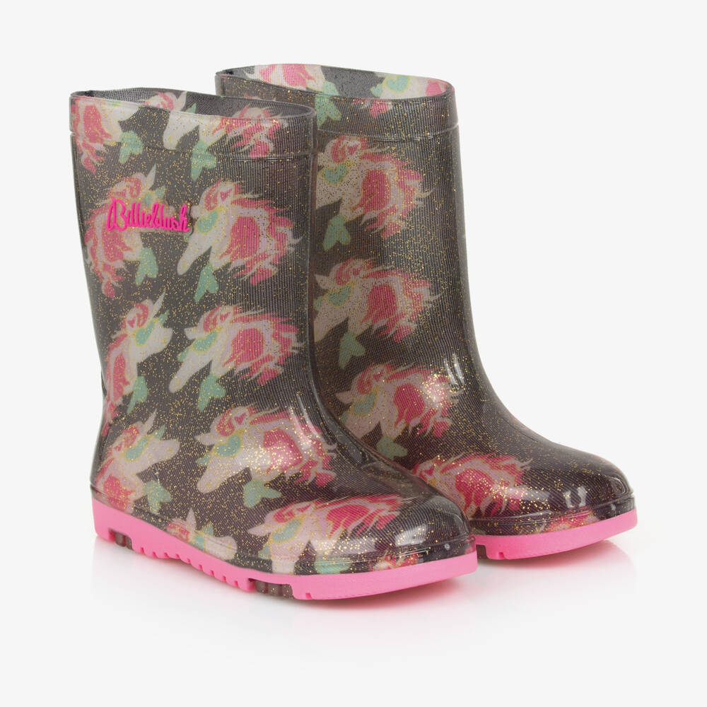 Billieblush-Girls Navy Glitter Unicorn Boots | Childrensalon Outlet