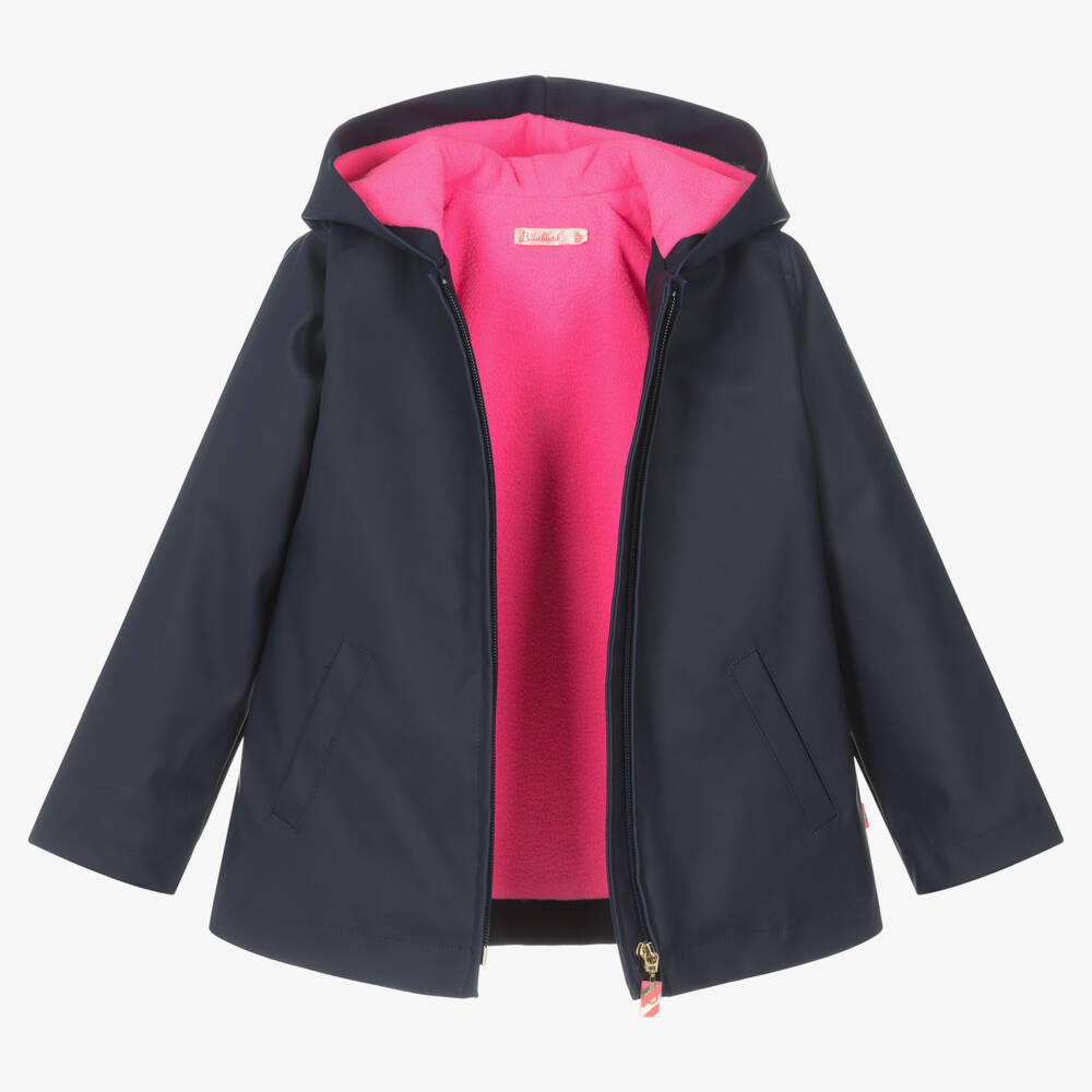 Billieblush-Girls Navy Hooded Rain Jacket | Childrensalon Outlet