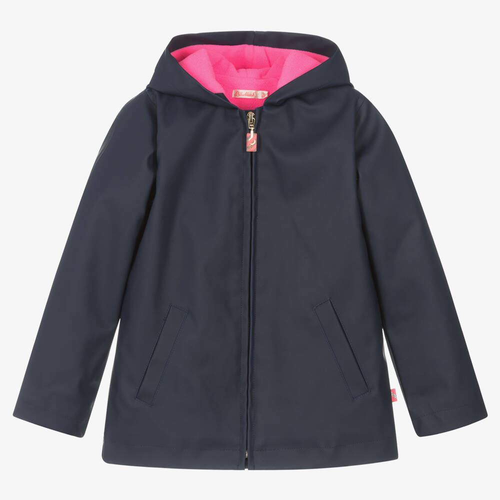 Billieblush-Girls Navy Hooded Rain Jacket | Childrensalon Outlet