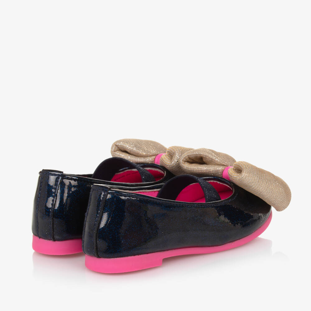 Billieblush-Girls Navy Patent Ballet Flats | Childrensalon Outlet