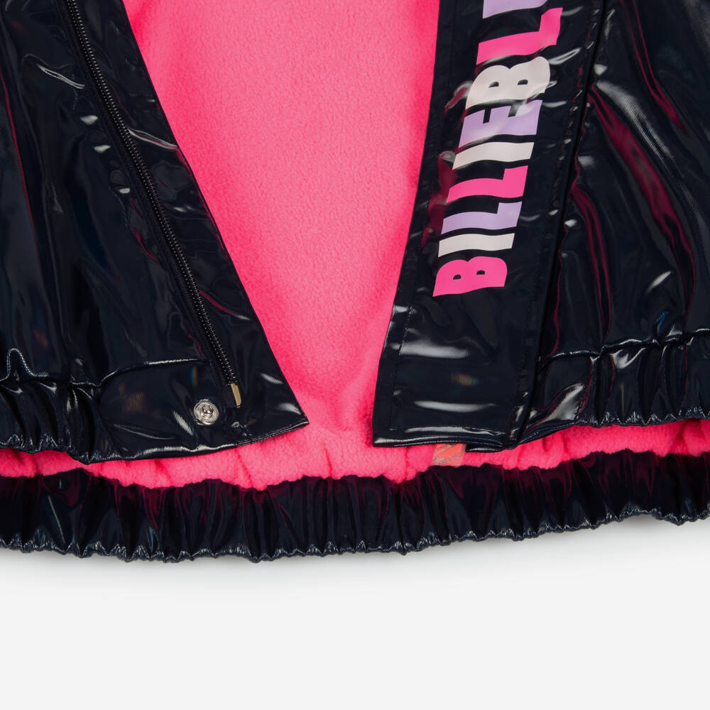 Billieblush-Girls Navy Shimmer Logo Raincoat | Childrensalon Outlet