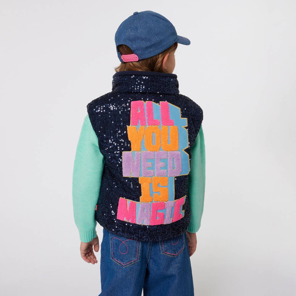 Billieblush-Синий жилет с пайетками для девочек | Childrensalon Outlet