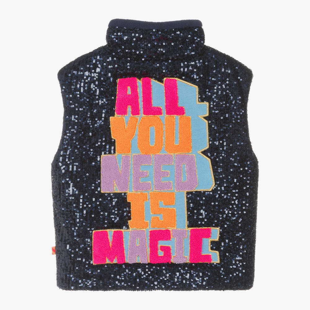 Billieblush-Синий жилет с пайетками для девочек | Childrensalon Outlet