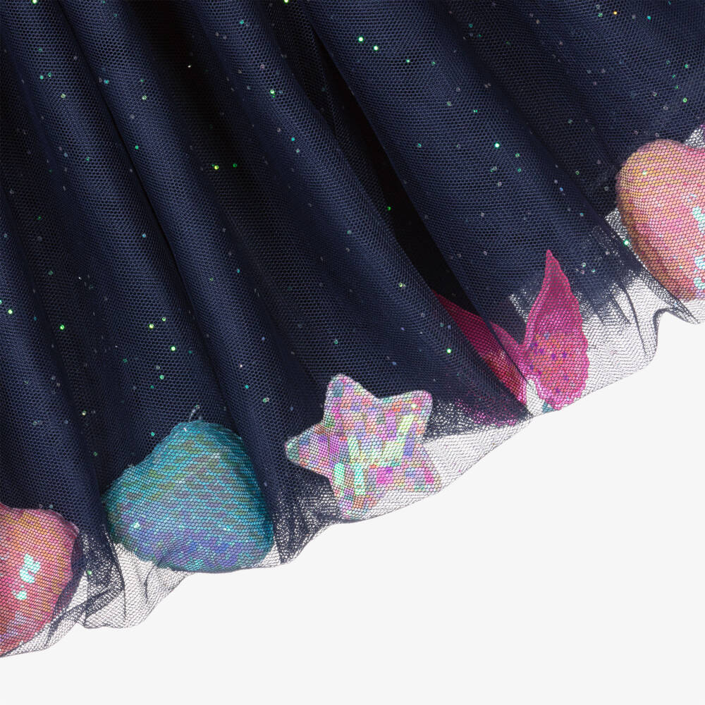 Billieblush-Girls Navy Sparkle Tulle Skirt | Childrensalon Outlet