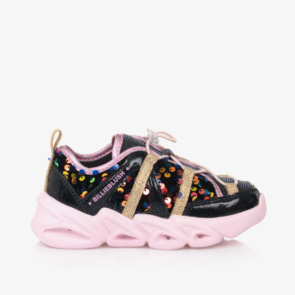 Billieblush-Girls Navy Sparkling Light-Up Trainers | Childrensalon Outlet