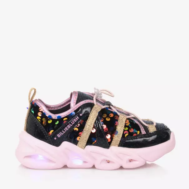 Billieblush-Girls Navy Sparkling Light-Up Trainers | Childrensalon Outlet