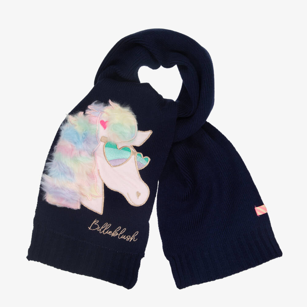 Billieblush-Girls Navy Unicorn Knit Scarf | Childrensalon Outlet