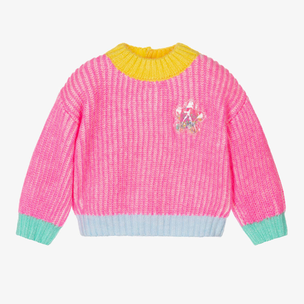 Billieblush-بلوفر محبوكة لون زهري نيون للبنات | Childrensalon Outlet