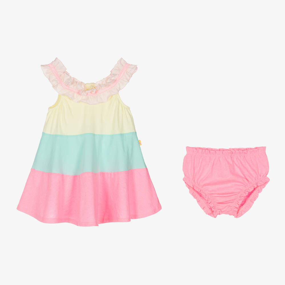 Billieblush-فستان أطفال بناتي قطن جيرسي لون زهري نيون | Childrensalon Outlet