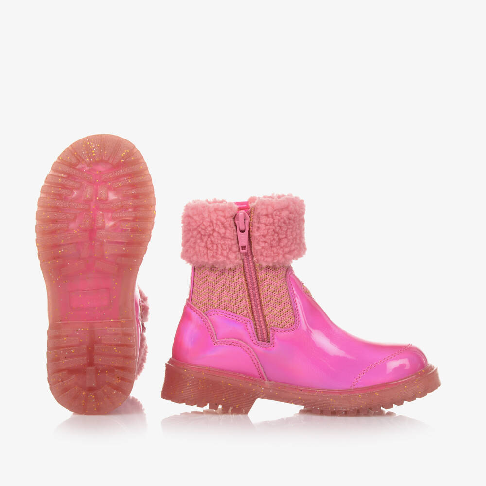 Billieblush-Girls Neon Pink Cozy Zip Boots | Childrensalon Outlet