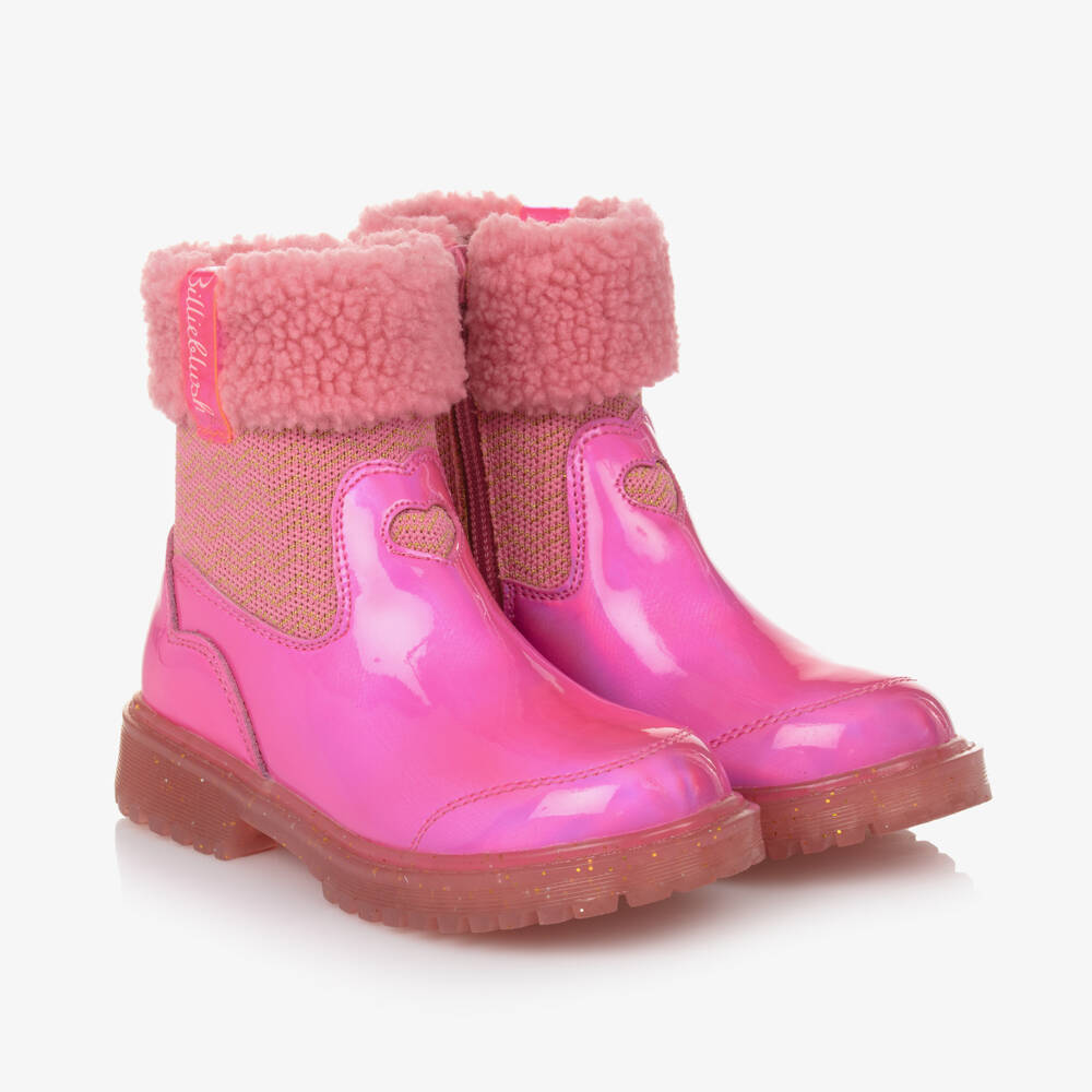 Billieblush-أحذية بوت وردية نيون دافئة للبنات بسحاب | Childrensalon Outlet