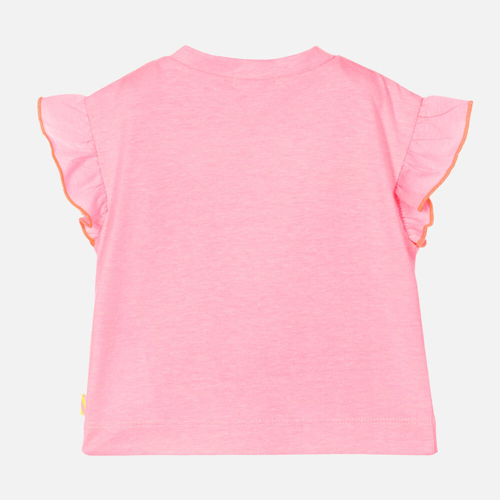 Billieblush-Girls Neon Pink Glitter Flower T-Shirt | Childrensalon Outlet