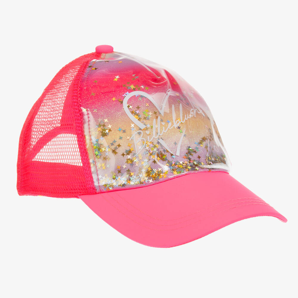 Billieblush - Girls Neon Pink Glitter Star Cap | Childrensalon