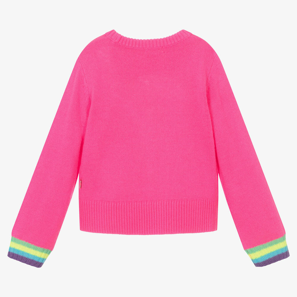 Billieblush Girls Neon Pink Happy Sweater Childrensalon Outlet