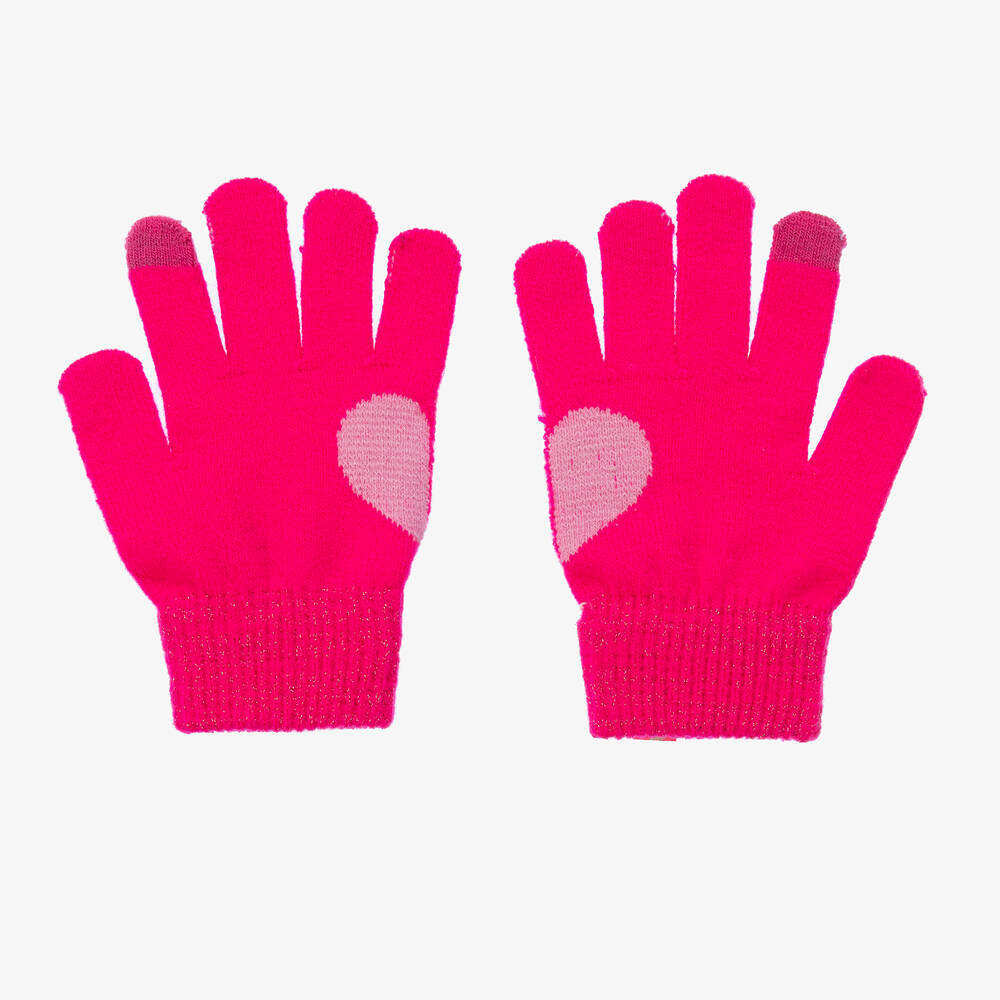 Billieblush-Неоново-розовые перчатки с сердечками | Childrensalon Outlet